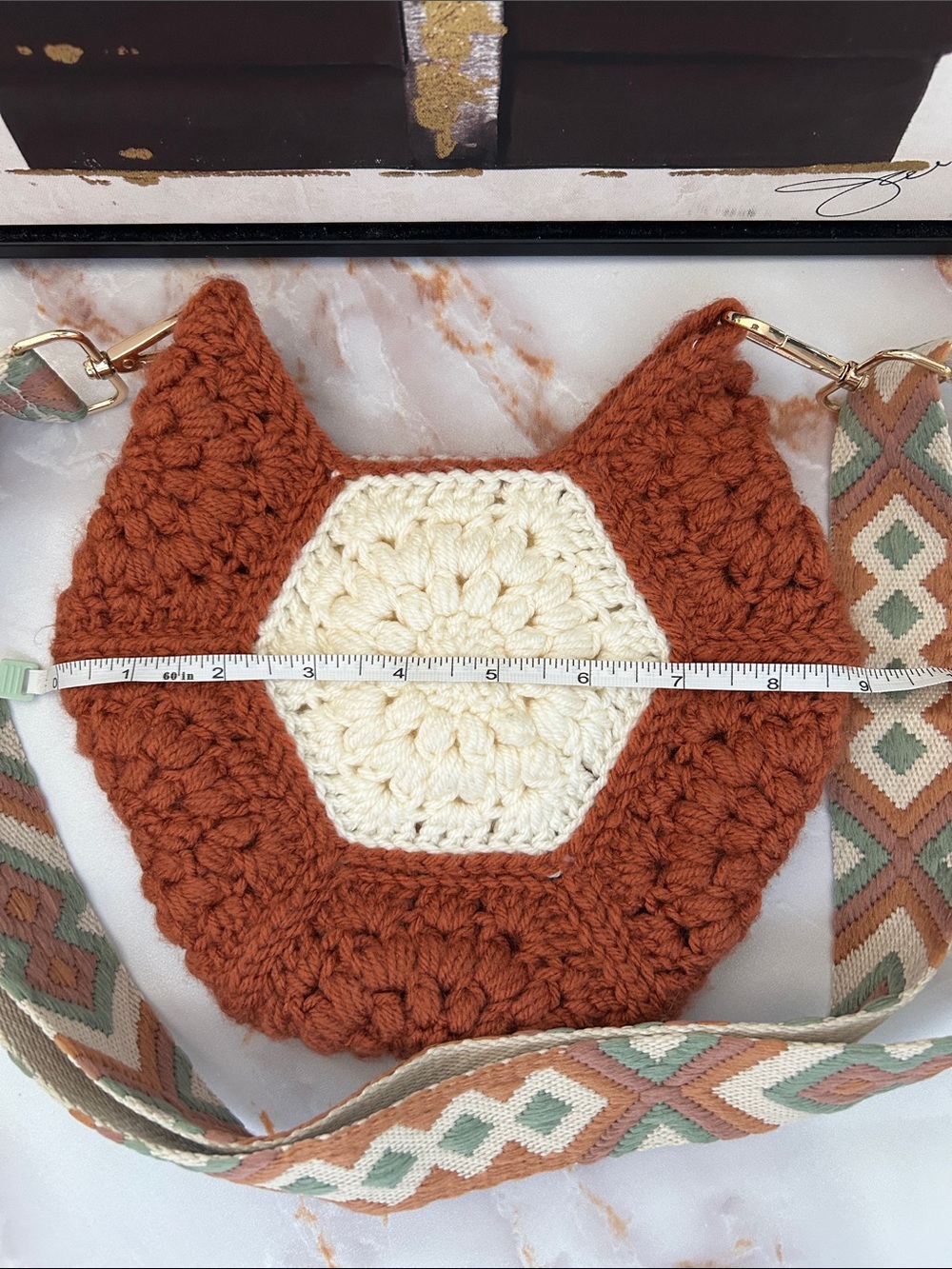 Hexagon Granny Square Crochet (Large) Bag Handmade - custom listing - Picture 3 of 3
